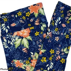 LuLaRoe OS Floral Leggings Navy Blue One Size